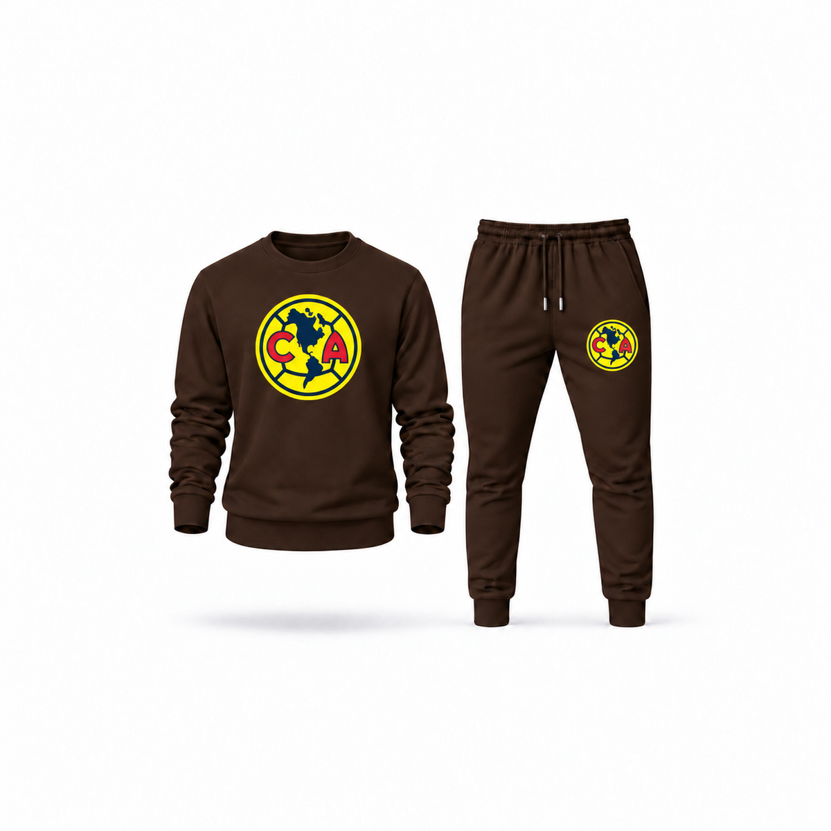 Men's Club America Football Sweatshirt Joggers Set | Color: Brown | Main