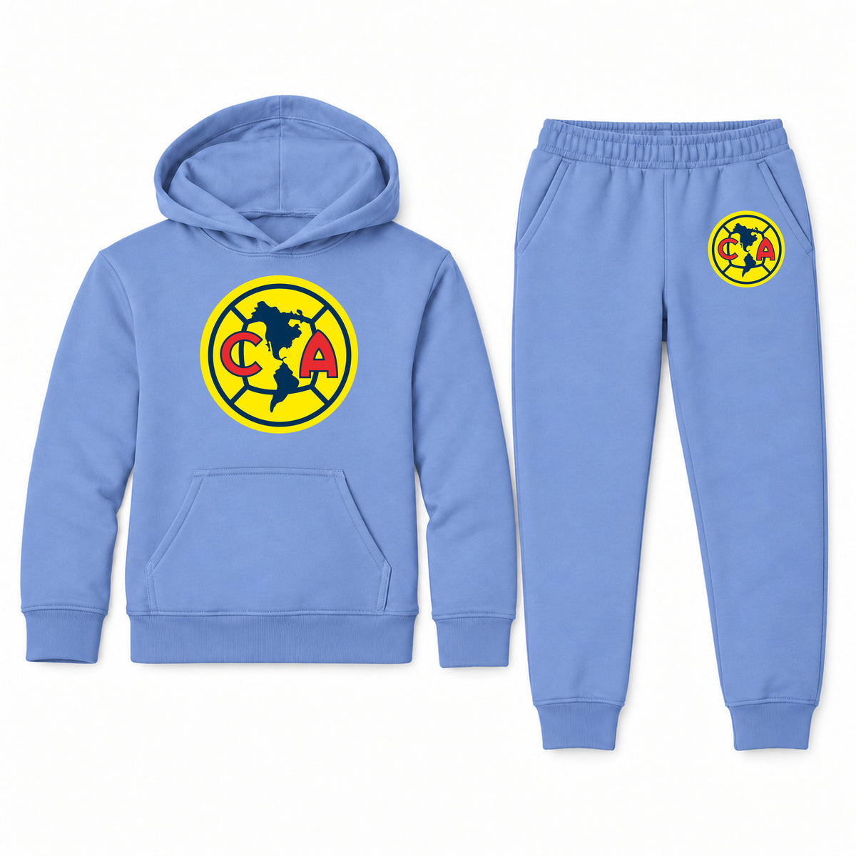 Club America Football youth hoodie jogger set, Carolina Blue, Youth Large ages 10–12