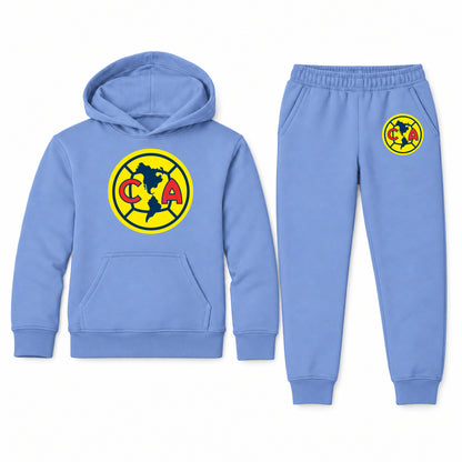 Club America Football youth hoodie jogger set, Carolina Blue, Youth Large ages 10–12