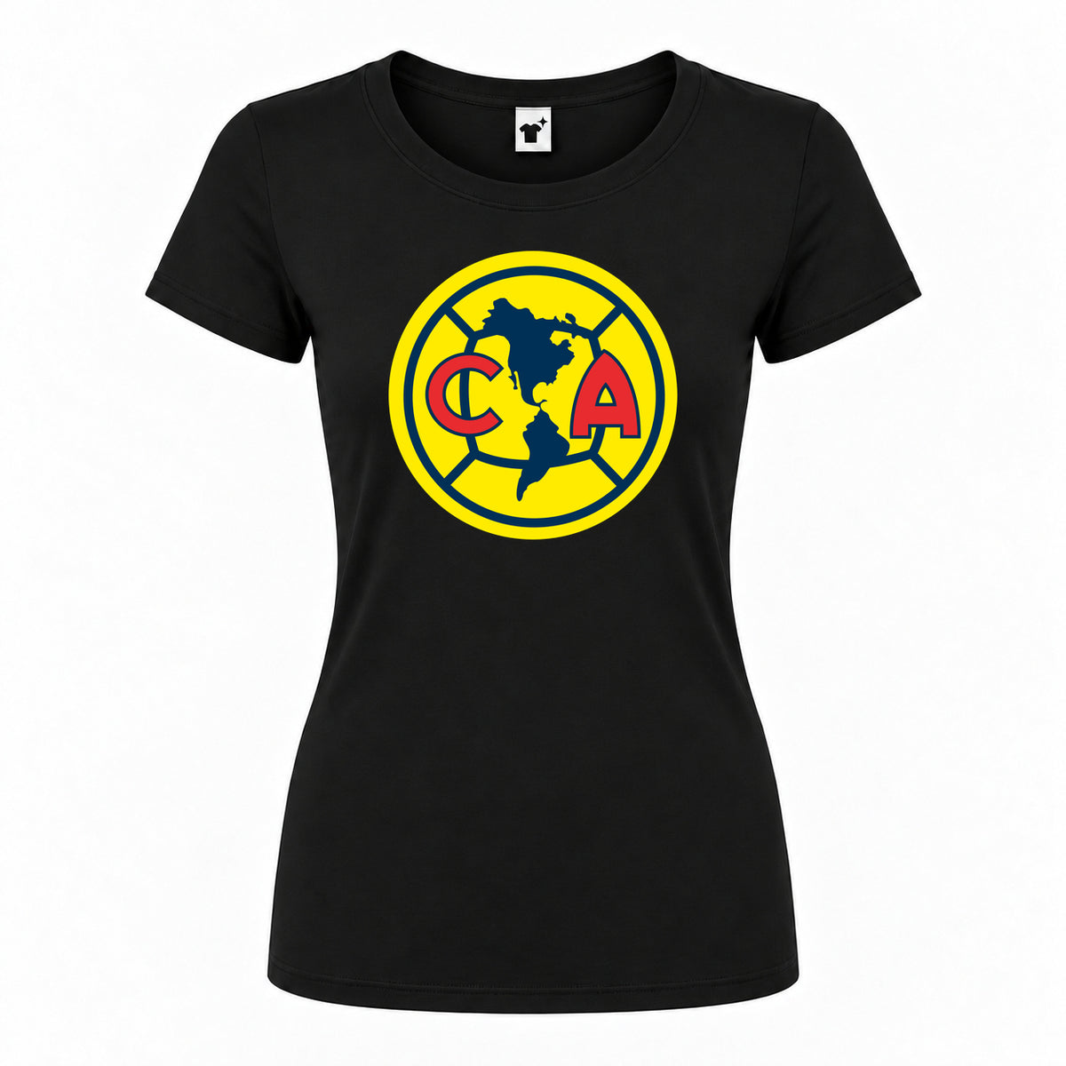 Women's Club America Football Round Neck T-Shirt | Color: Black