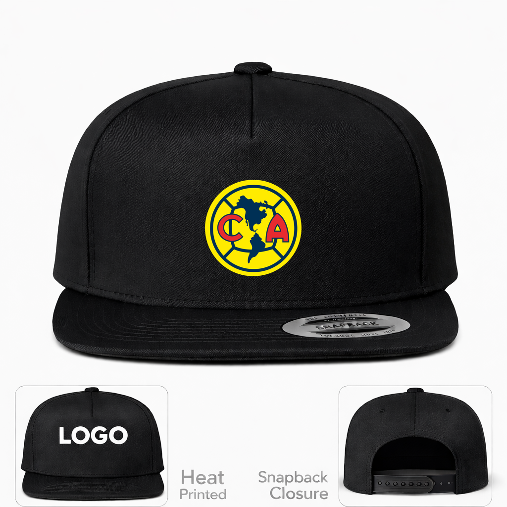 Club America Football Snapback Hat | Color: Black | Original artwork on Drive garment