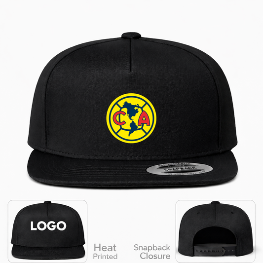 Club America Football Snapback Hat | Color: Black | Original artwork on Drive garment
