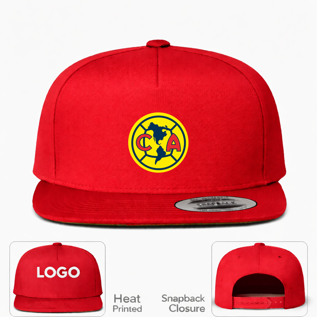 Club America Football Snapback Hat | Color: Red | Original artwork on Drive garment
