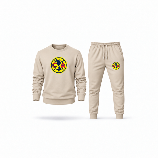 Men's Club America Football Sweatshirt Joggers Set | Color: Tan | Main