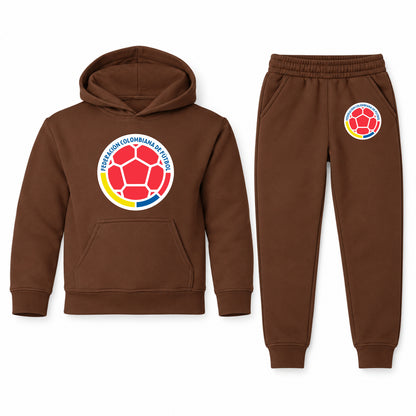 Colombia National Soccer Team youth hoodie jogger set, Brown, Youth Large ages 10–12