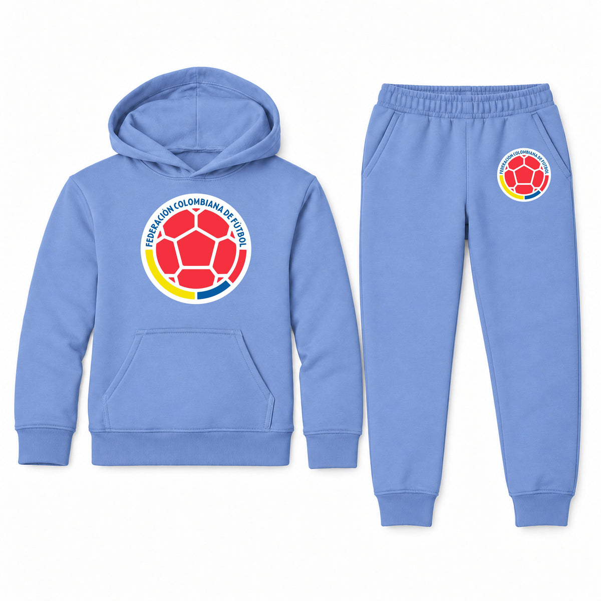 Colombia National Soccer Team youth hoodie jogger set, Carolina Blue, Youth Large ages 10–12