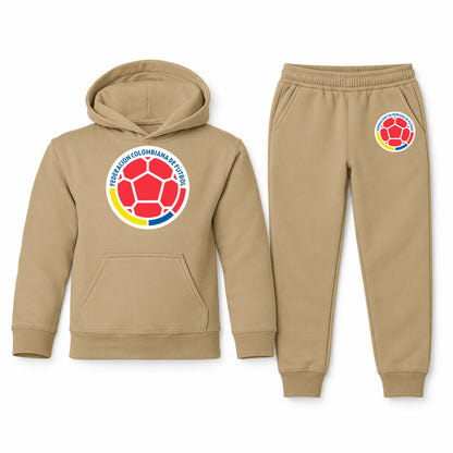 Colombia National Soccer Team youth hoodie jogger set, Khaki, Youth Large ages 10–12