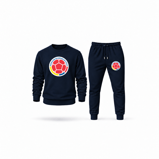 Men's Colombia National Soccer Team Sweatshirt Joggers Set | Color: Navy | Main