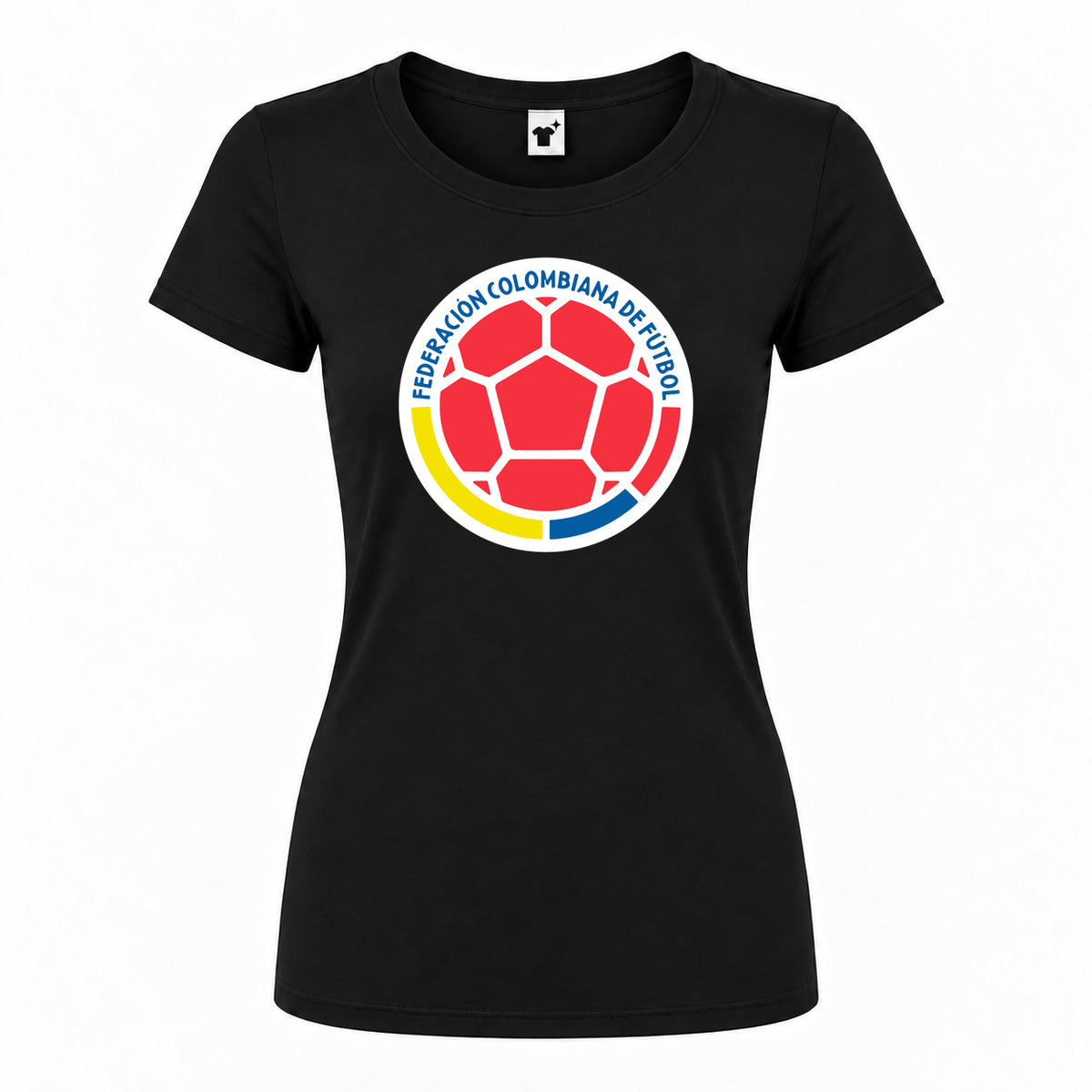 Women's Colombia National Soccer Team Round Neck T-Shirt | Color: Black
