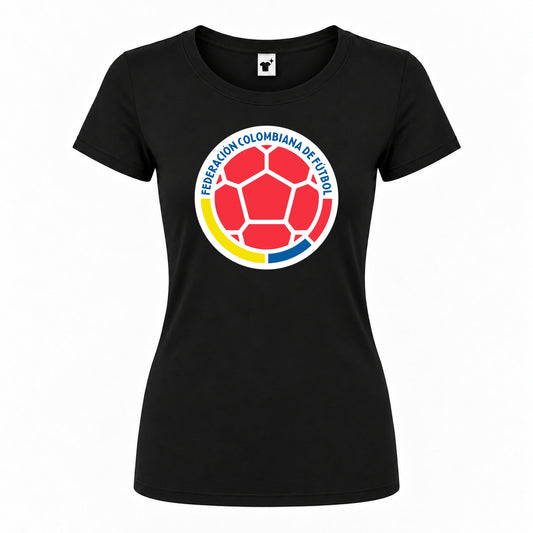 Women's Colombia National Soccer Team Round Neck T-Shirt | Color: Black