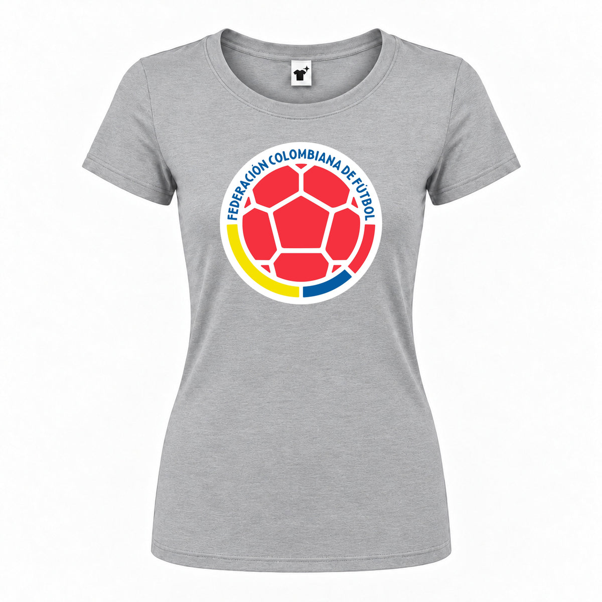 Women's Colombia National Soccer Team Round Neck T-Shirt | Color: Grey
