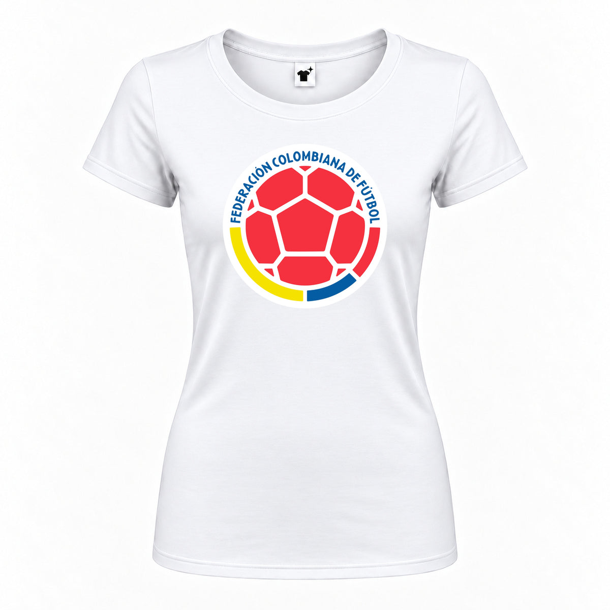 Women's Colombia National Soccer Team Round Neck T-Shirt | Color: White