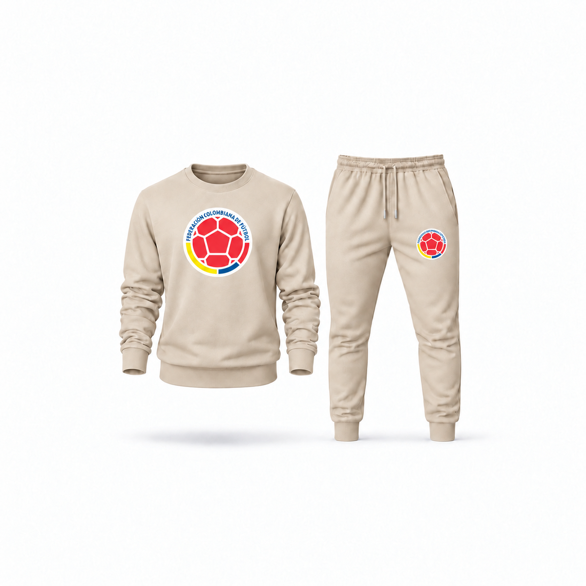 Men's Colombia National Soccer Team Sweatshirt Joggers Set | Color: Tan | Main