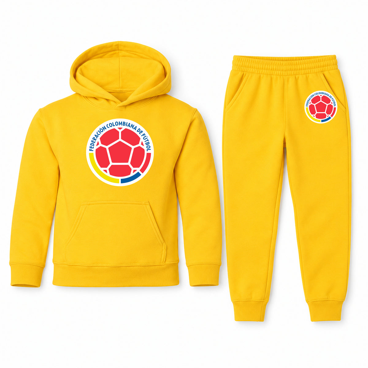 Colombia National Soccer Team youth hoodie jogger set, Yellow, Youth Large ages 10–12