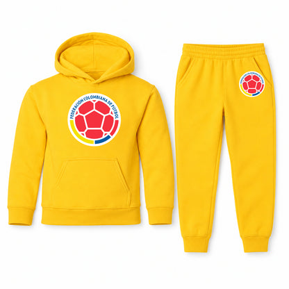 Colombia National Soccer Team youth hoodie jogger set, Yellow, Youth Large ages 10–12