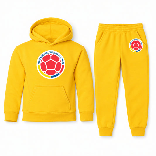 Colombia National Soccer Team youth hoodie jogger set, Yellow, Youth Large ages 10–12