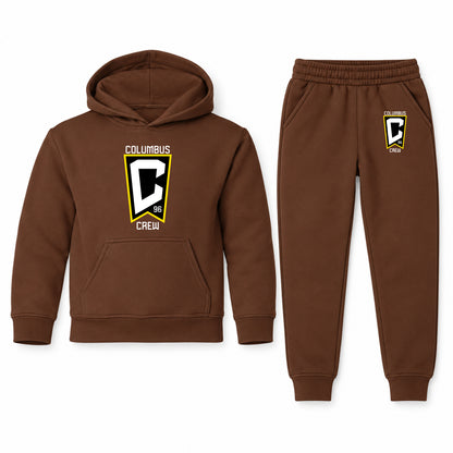 Columbus Crew FC youth hoodie jogger set, Brown, Youth Large ages 10–12