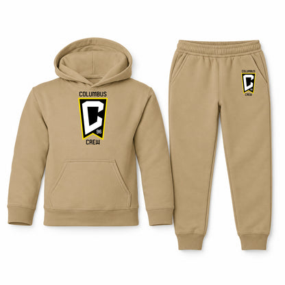 Columbus Crew FC youth hoodie jogger set, Khaki, Youth Large ages 10–12