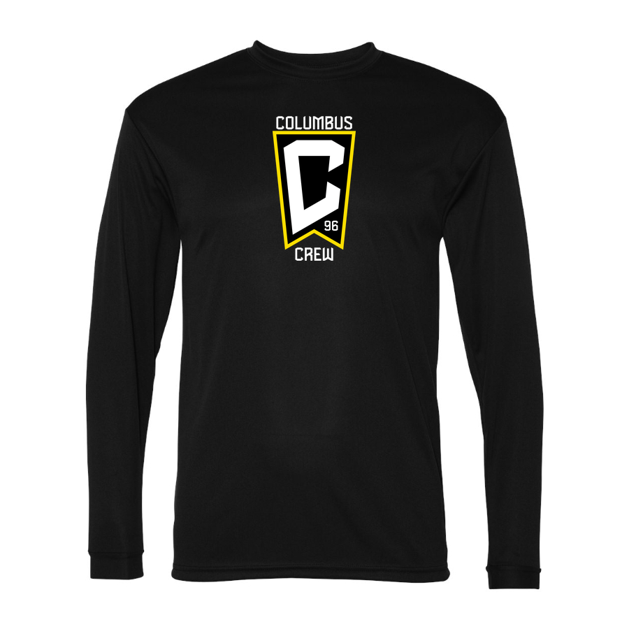 Men's Columbus Crew FC Performance Long Sleeve T-Shirt | Color: Black | Original artwork on Drive garment