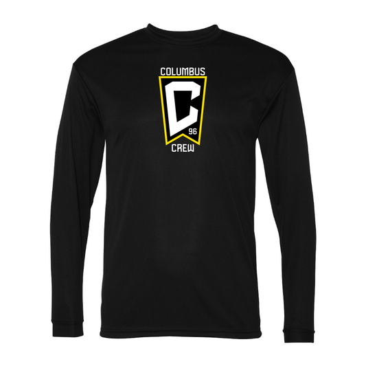 Men's Columbus Crew FC Performance Long Sleeve T-Shirt | Color: Black | Original artwork on Drive garment