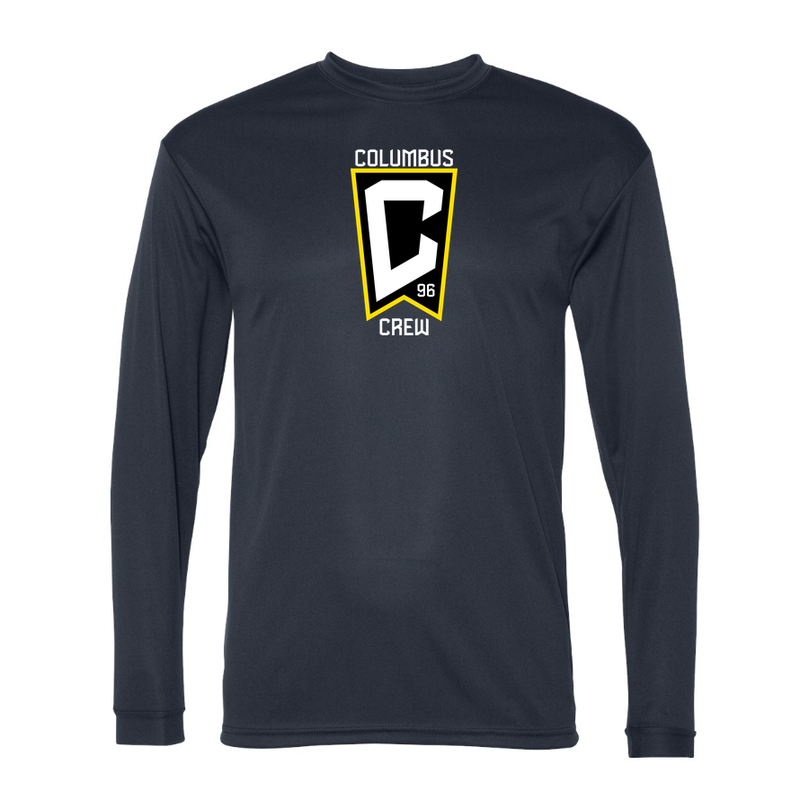 Men's Columbus Crew FC Performance Long Sleeve T-Shirt | Color: Navy | Original artwork on Drive garment
