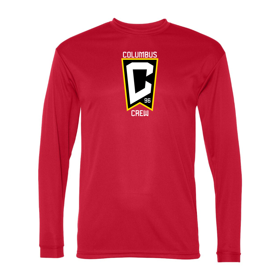 Men's Columbus Crew FC Performance Long Sleeve T-Shirt | Color: Red | Original artwork on Drive garment