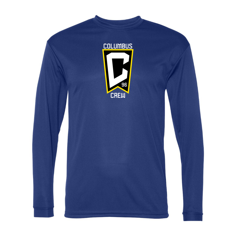 Men's Columbus Crew FC Performance Long Sleeve T-Shirt | Color: Royal | Original artwork on Drive garment