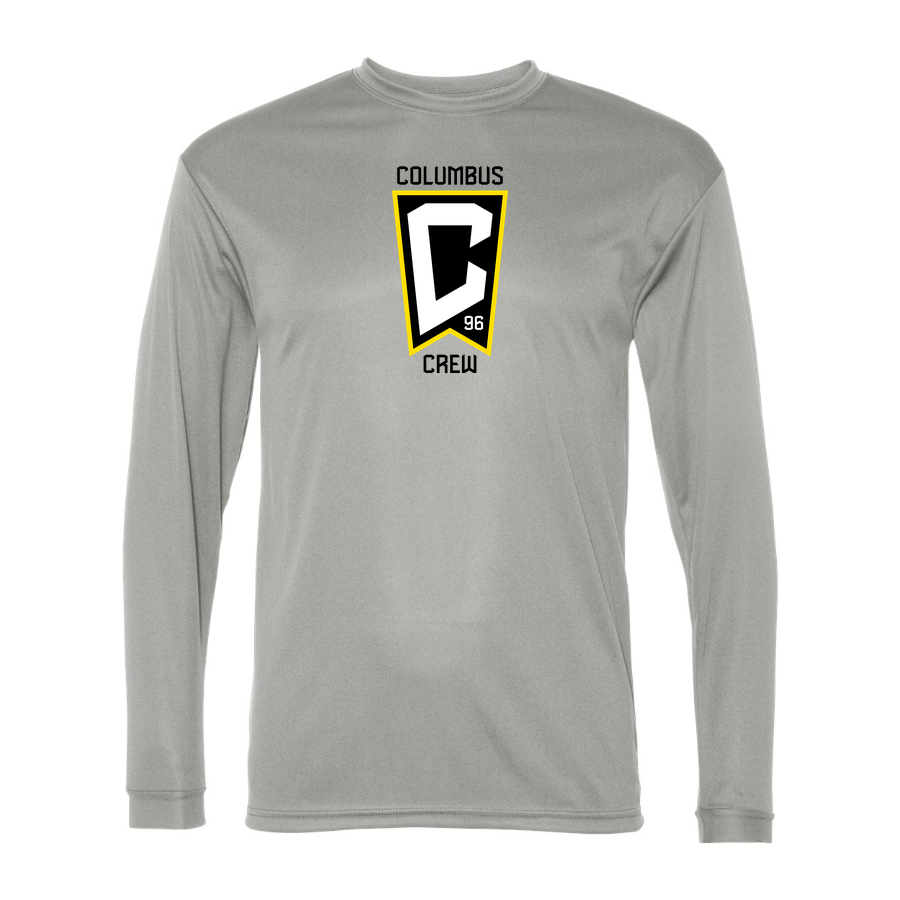 Men's Columbus Crew FC Performance Long Sleeve T-Shirt | Color: Silver | Original artwork on Drive garment