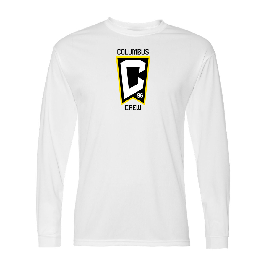 Men's Columbus Crew FC Performance Long Sleeve T-Shirt | Color: White | Original artwork on Drive garment
