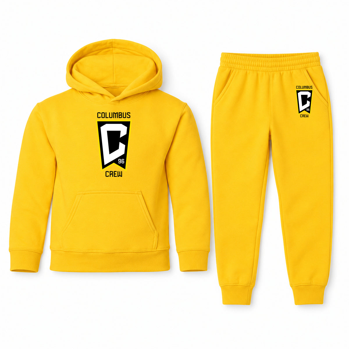 Columbus Crew FC youth hoodie jogger set, Yellow, Youth Large ages 10–12