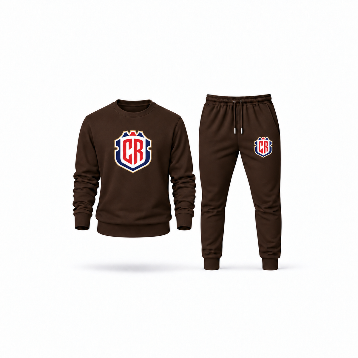 Men's Costa Rica National Soccer Team Sweatshirt Joggers Set | Color: Brown | Main