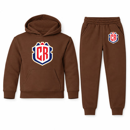 Costa Rica National Soccer Team youth hoodie jogger set, Brown, Youth Large ages 10–12