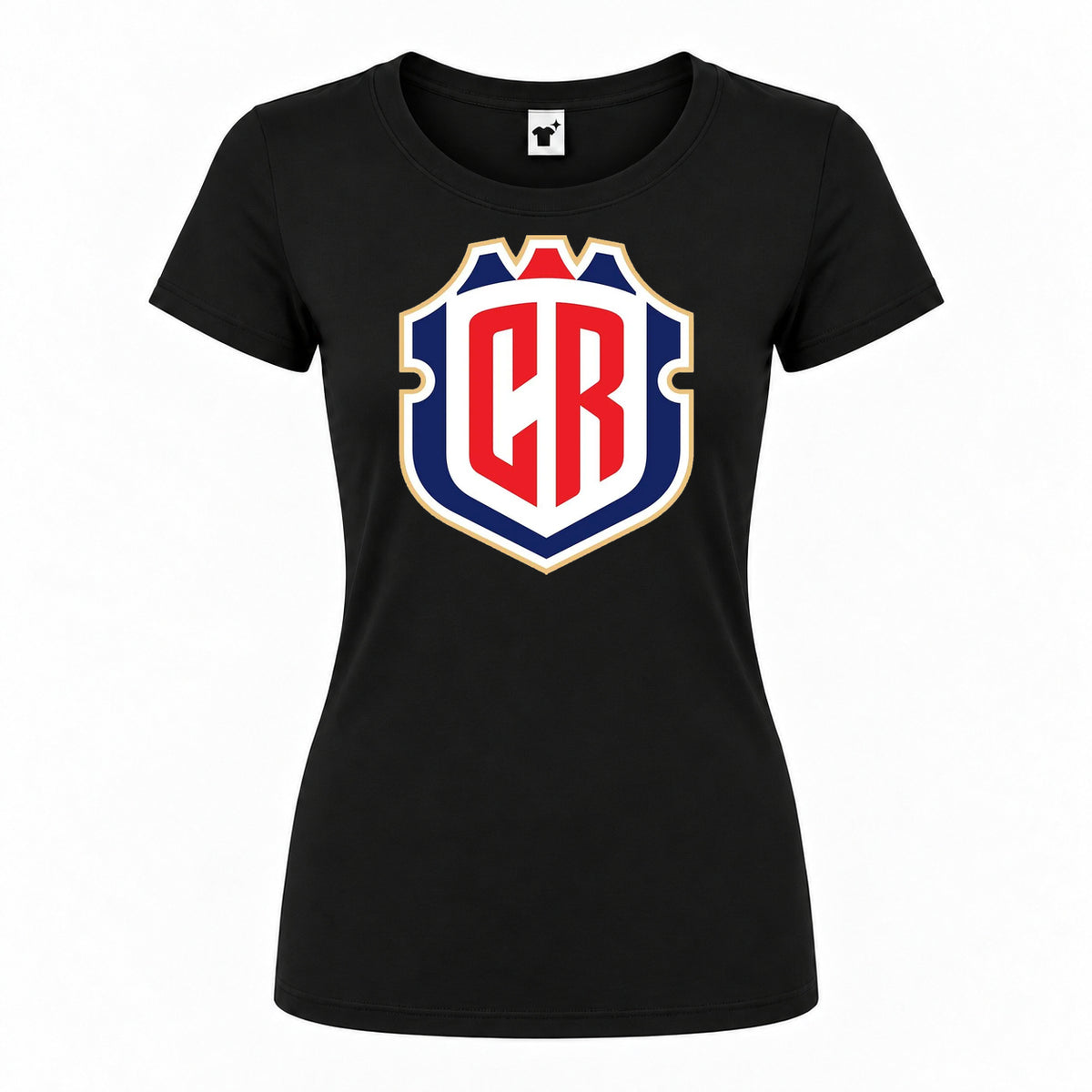Women's Costa Rica National Soccer Team Round Neck T-Shirt | Color: Black