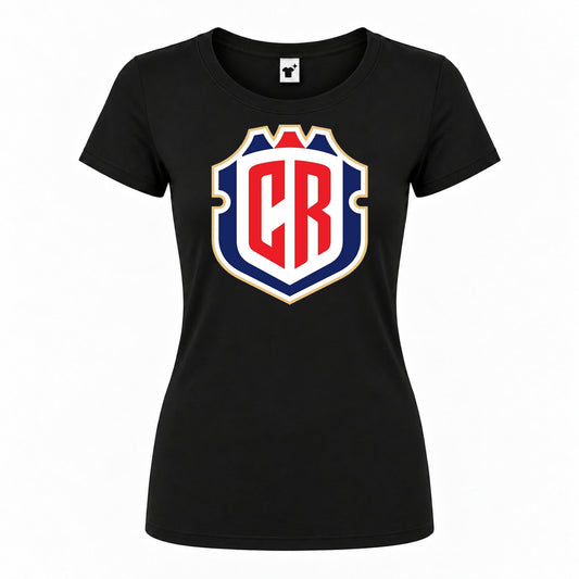 Women's Costa Rica National Soccer Team Round Neck T-Shirt | Color: Black