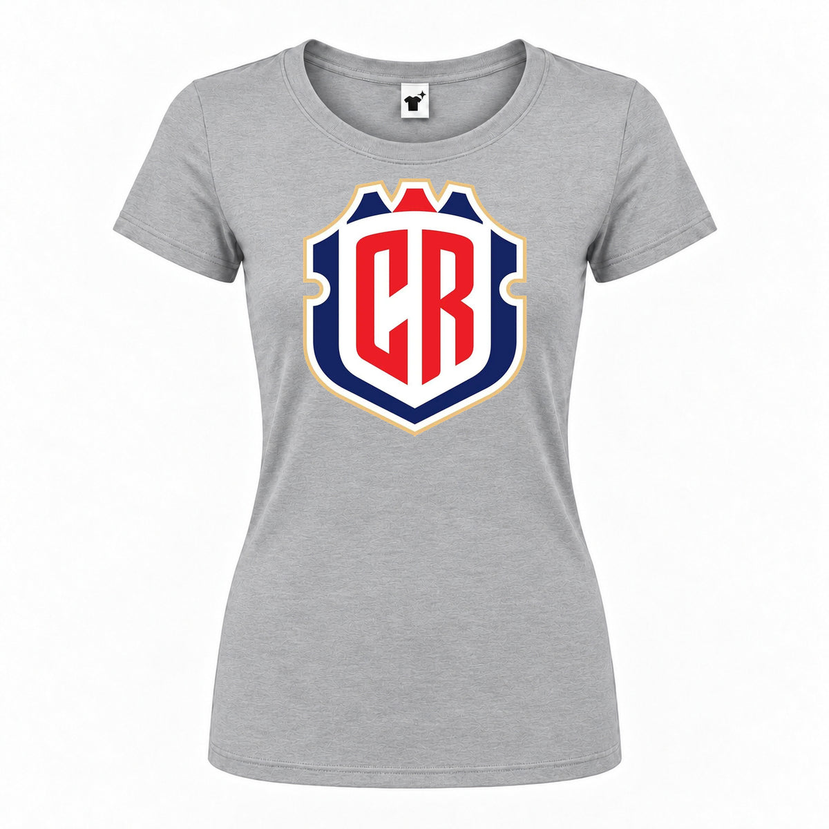 Women's Costa Rica National Soccer Team Round Neck T-Shirt | Color: Grey