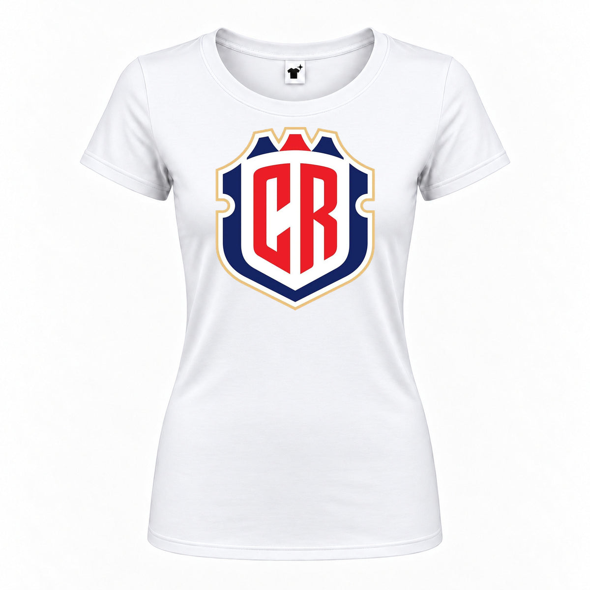 Women's Costa Rica National Soccer Team Round Neck T-Shirt | Color: White