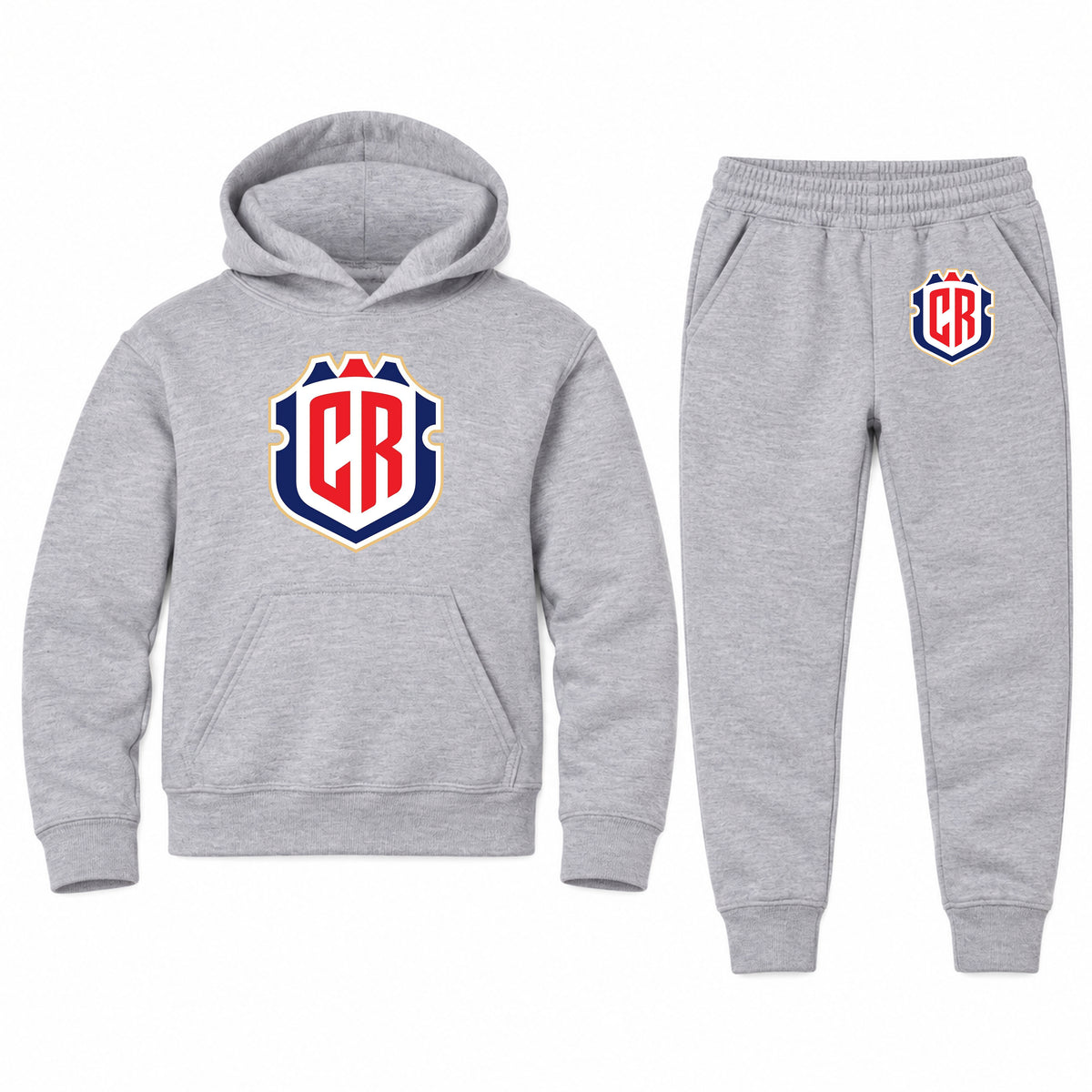 Costa Rica National Soccer Team youth hoodie jogger set, Sports Grey, Youth Large ages 10–12