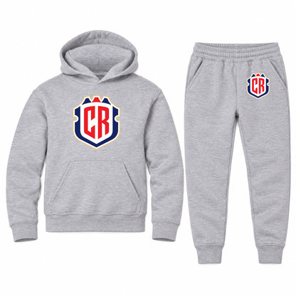Costa Rica National Soccer Team youth hoodie jogger set, Sports Grey, Youth Large ages 10–12