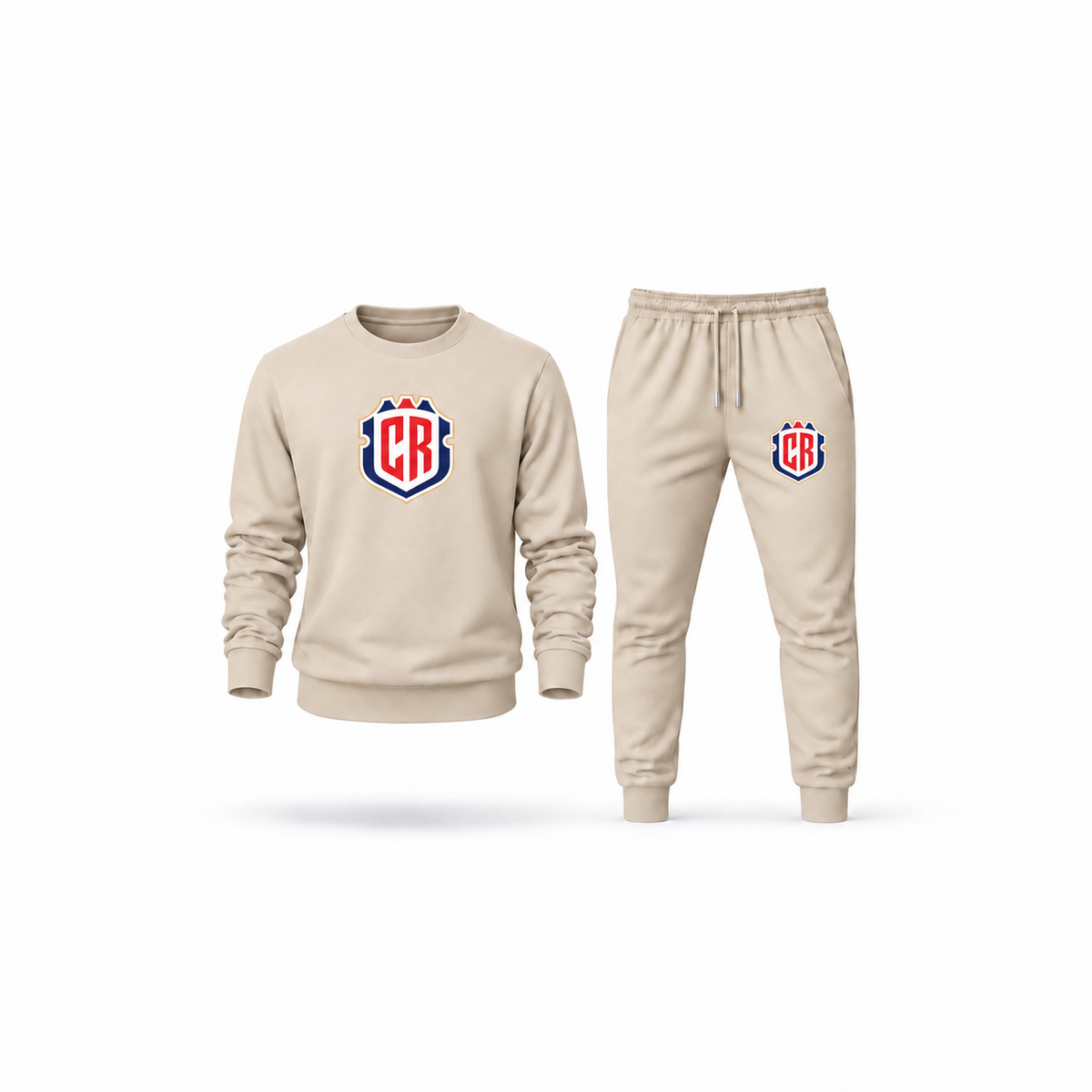 Men's Costa Rica National Soccer Team Sweatshirt Joggers Set | Color: Tan | Main
