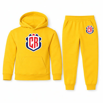 Costa Rica National Soccer Team youth hoodie jogger set, Yellow, Youth Large ages 10–12