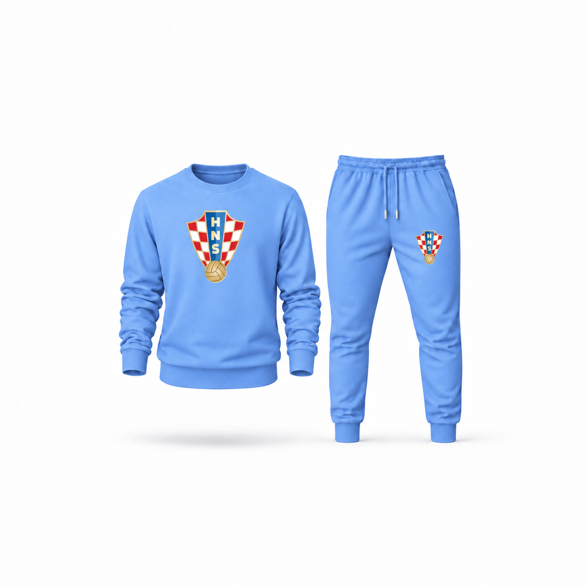 Men's Croatia National Soccer Team Sweatshirt Joggers Set | Color: Carolina Blue | Main