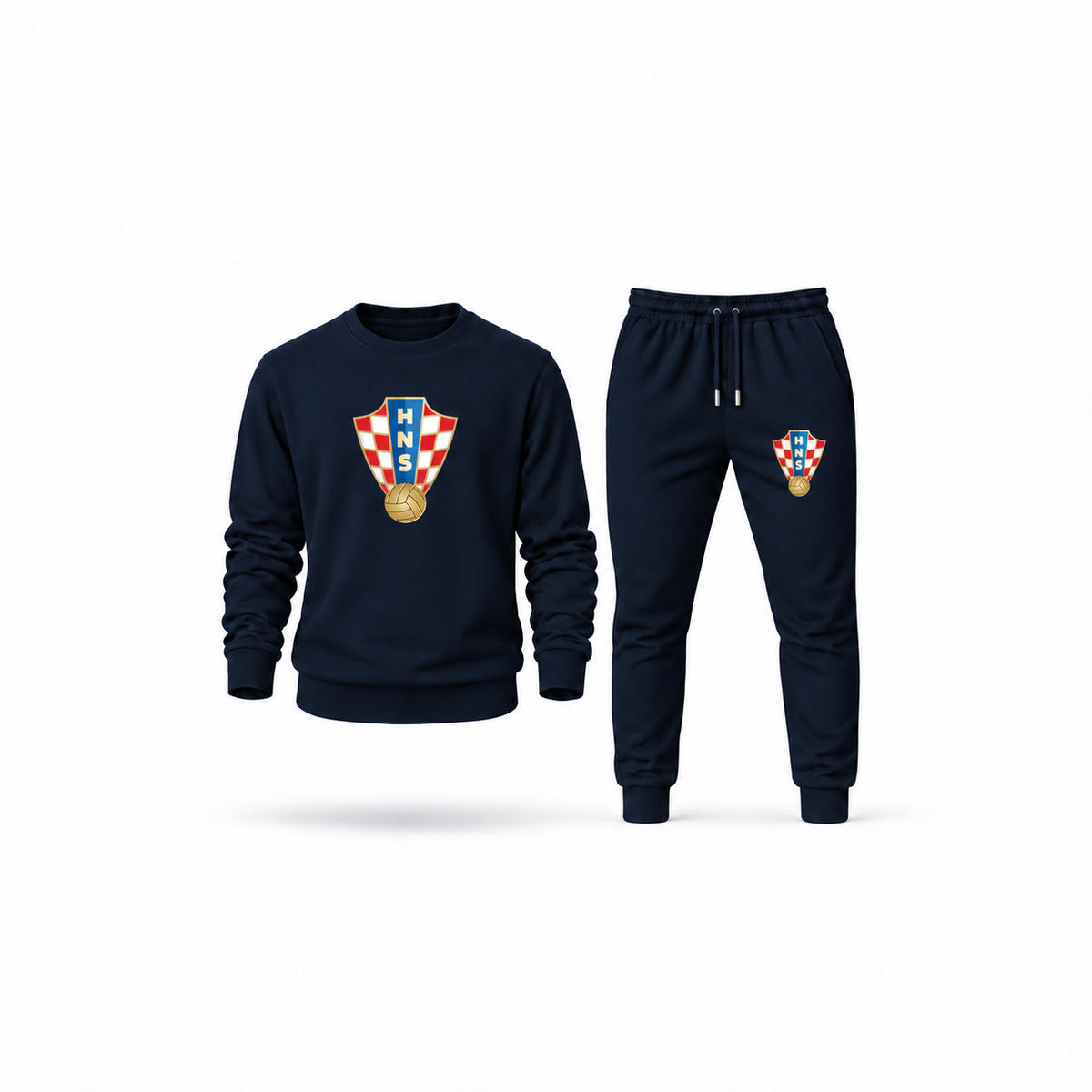 Men's Croatia National Soccer Team Sweatshirt Joggers Set | Color: Navy | Main