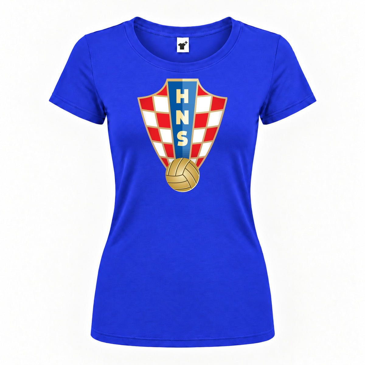 Women's Croatia National Soccer Team Round Neck T-Shirt | Color: Royal Blue