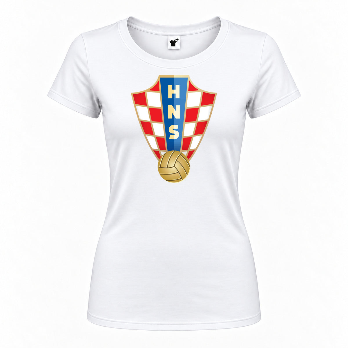 Women's Croatia National Soccer Team Round Neck T-Shirt | Color: White