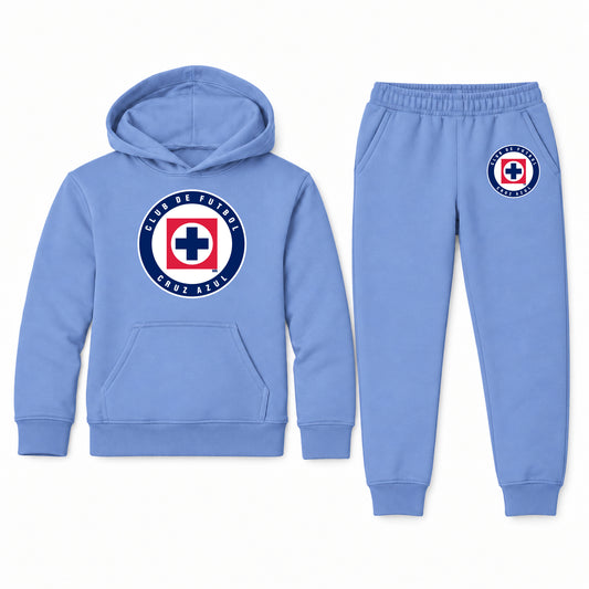 Cruz Azul Football Club youth hoodie jogger set, Carolina Blue, Youth Large ages 10–12
