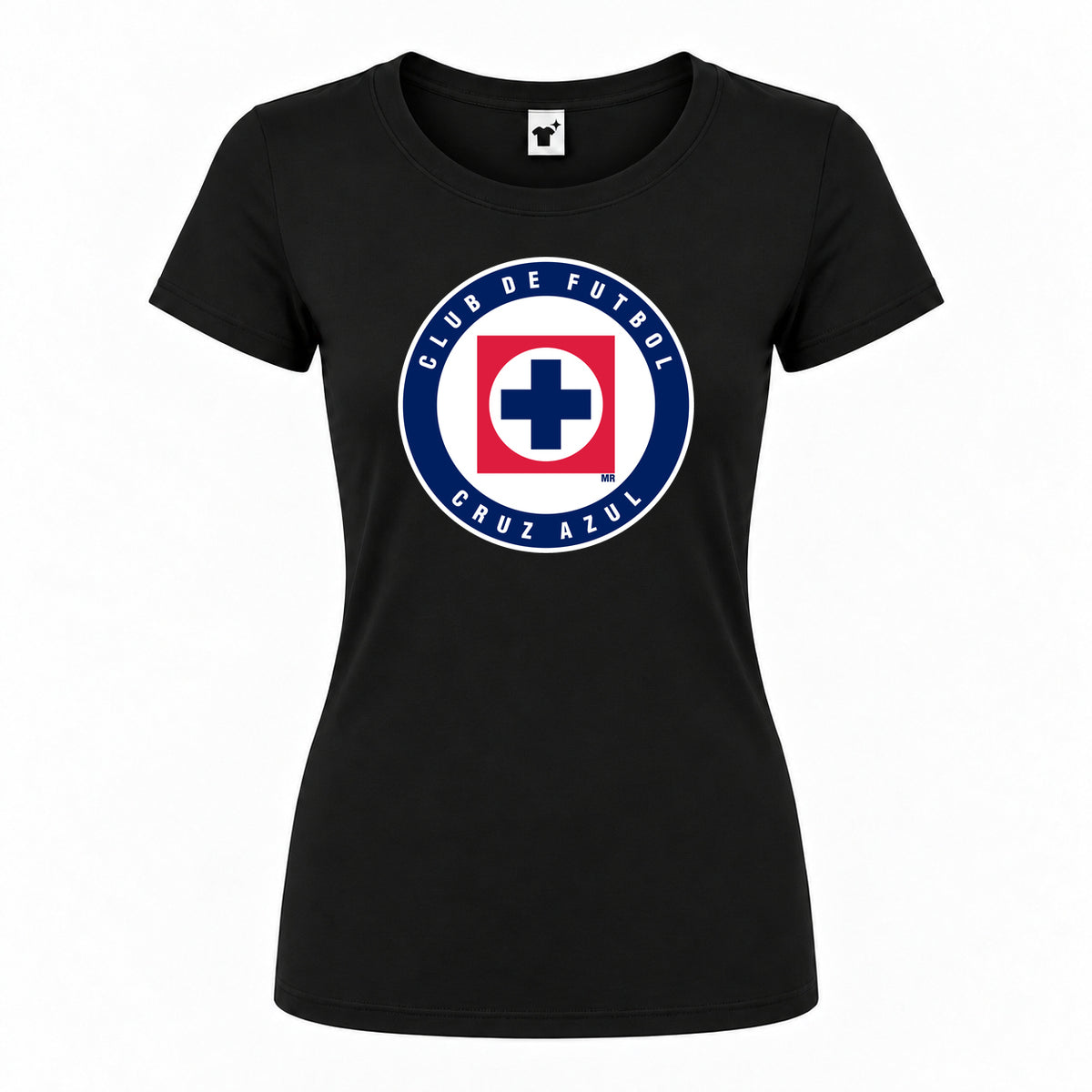 Women's Cruz Azul Football Club Round Neck T-Shirt | Color: Black