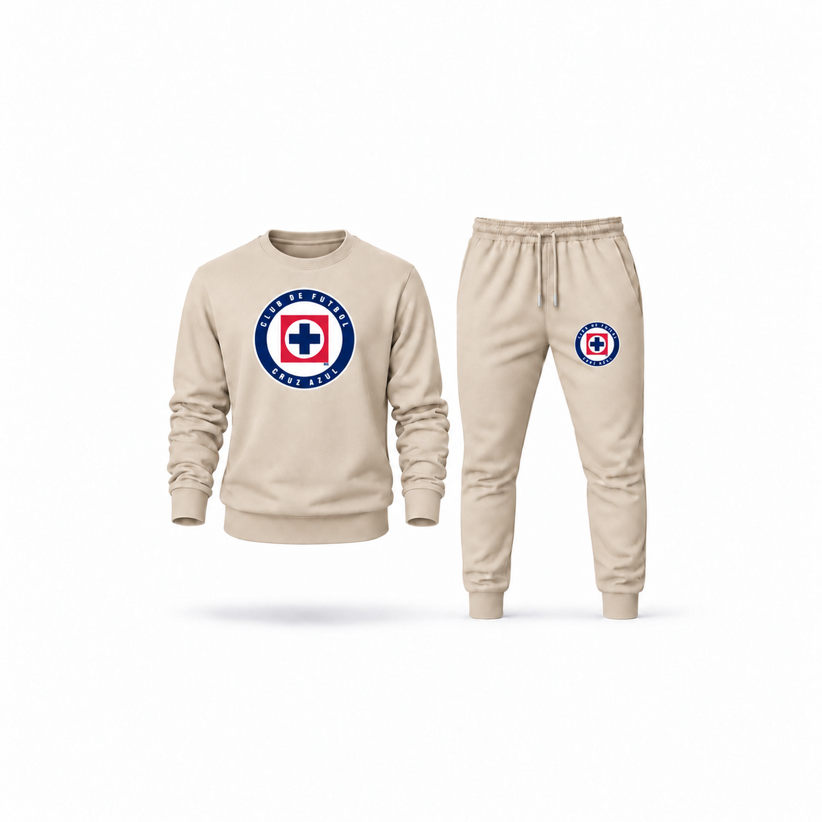 Men's Cruz Azul Football Club Sweatshirt Joggers Set | Color: Tan | Main