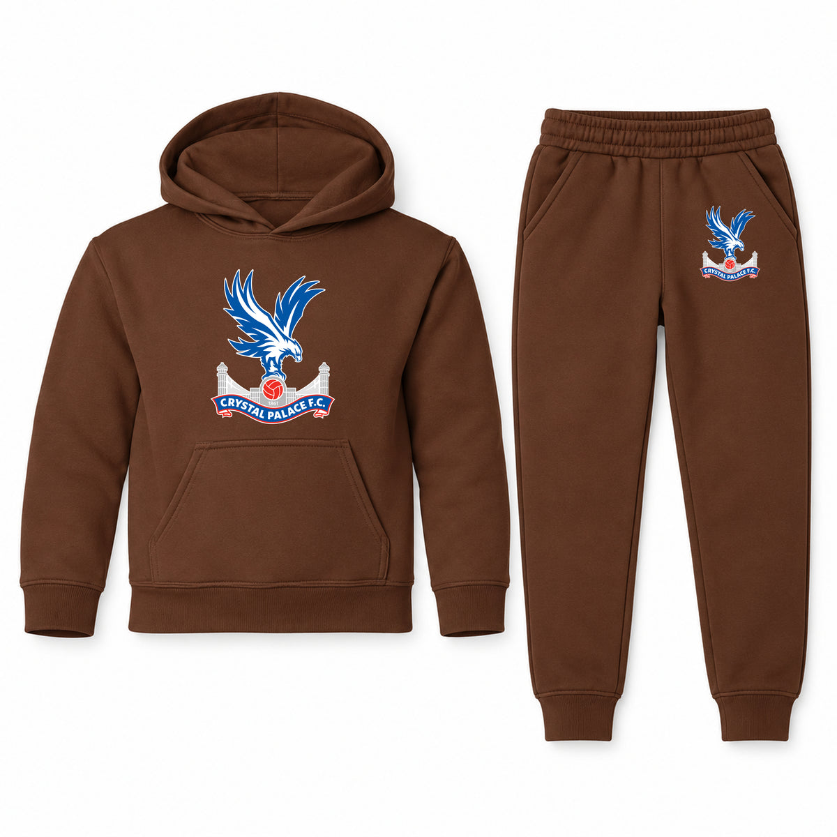 Crystal Palace F.C youth hoodie jogger set, Brown, Youth Large ages 10–12