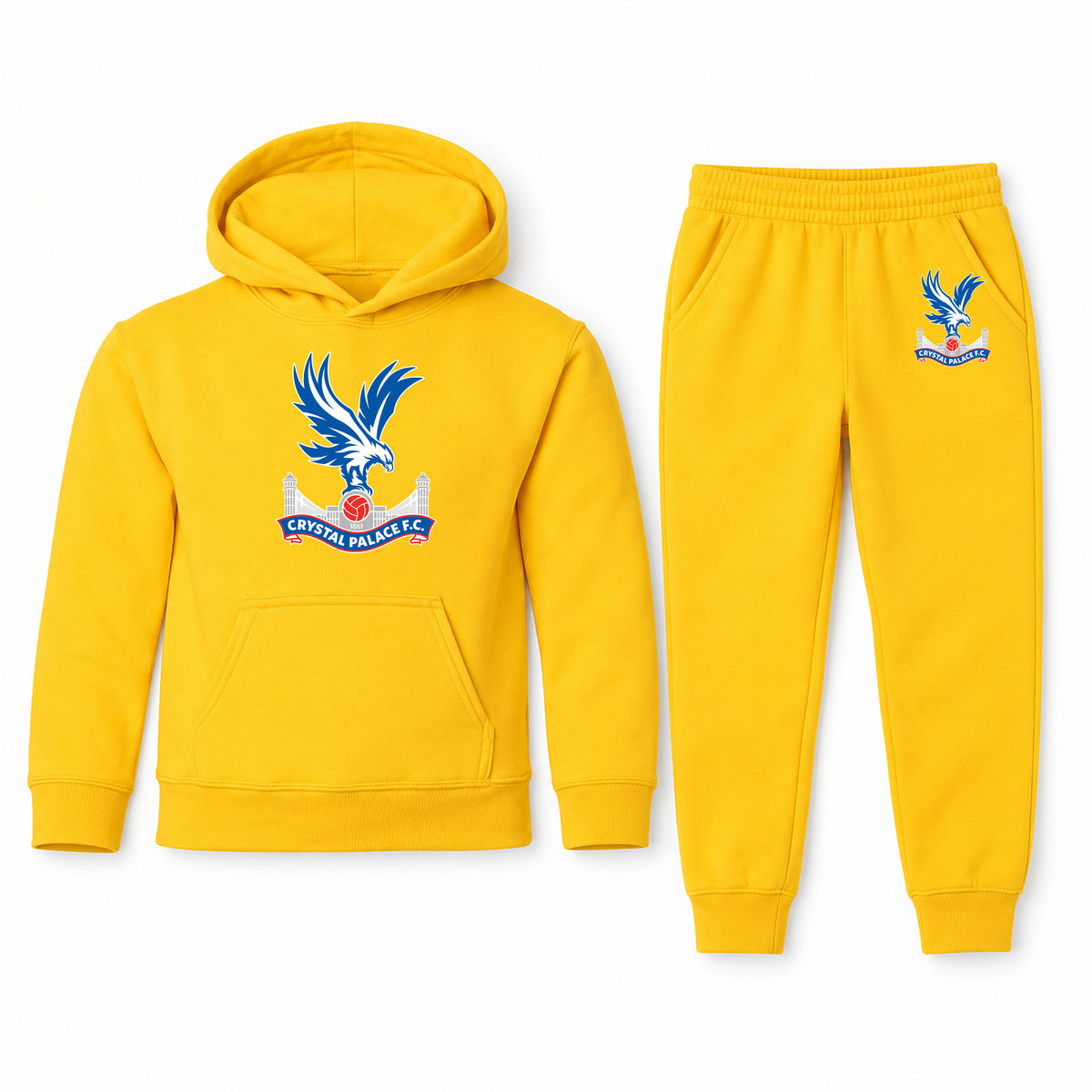 Crystal Palace F.C youth hoodie jogger set, Yellow, Youth Large ages 10–12