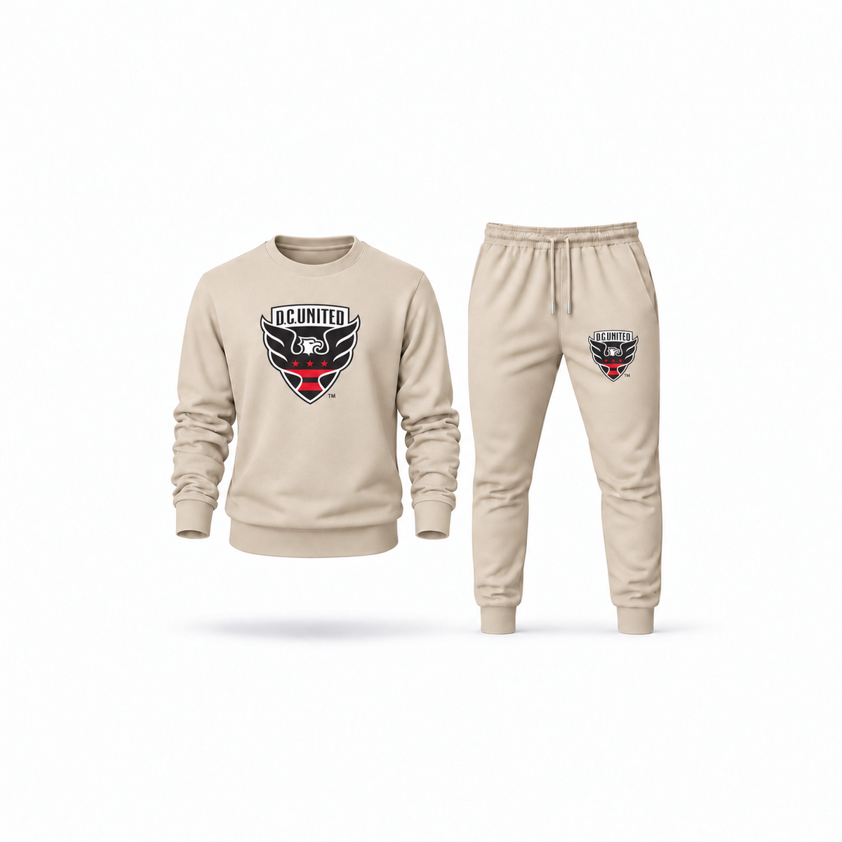 Men's D.C United F.C Sweatshirt Joggers Set | Color: Tan | Main